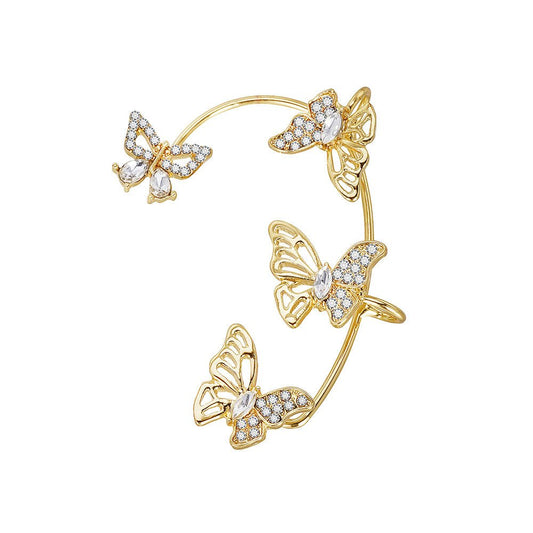 Women'S Elegant Butterfly Ear Cuffs - No - Piercing Ear Hooks, Synthetic Gemstone Accents, Everyday & Formal Jewelry for Parties, Weddings, Everyday Outfits - Non - Piercing Ear Clips for Sensitive Light Beige, Party Accessories, - Christ Gift Store