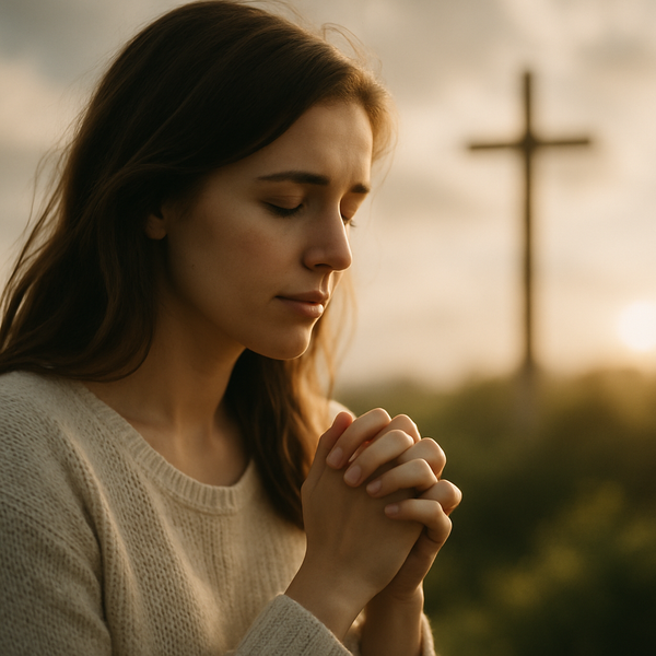 A quiet morning moment of giving anxiety to God in prayer before the day begins