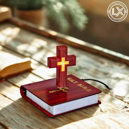 Levitating Cross Lamp Bible Floating Cross Night Light with Colorful Magnetic Levitation Christian Gift Spiritual Home Decor