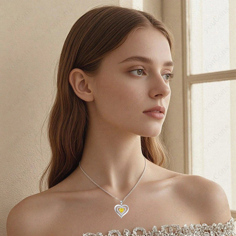 Heart Zircon Necklace with Rose Gift Box for Mom