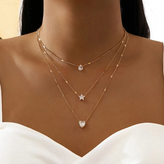 Multi-layer Five-pointed Star Heart Shape Water Drop