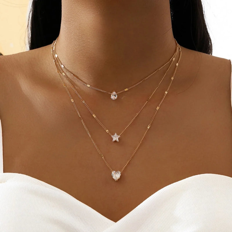 Multi-layer Five-pointed Star Heart Shape Water Drop