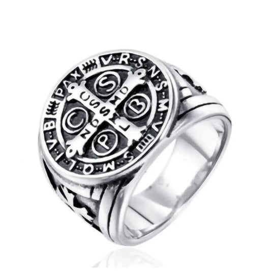 Simple Vintage Catholic Cross Ring – Men's Religious Punk Style Jewelry