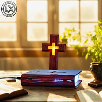 Levitating Cross Lamp Bible Floating Cross Night Light with Colorful Magnetic Levitation Christian Gift Spiritual Home Decor