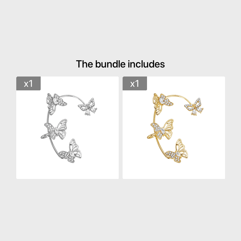 Women'S Elegant Butterfly Ear Cuffs - No - Piercing Ear Hooks, Synthetic Gemstone Accents, Everyday & Formal Jewelry for Parties, Weddings, Everyday Outfits - Non - Piercing Ear Clips for Sensitive Light Beige, Party Accessories, - Christ Gift Store