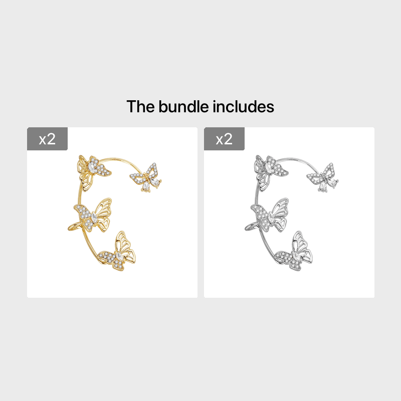 Women'S Elegant Butterfly Ear Cuffs - No - Piercing Ear Hooks, Synthetic Gemstone Accents, Everyday & Formal Jewelry for Parties, Weddings, Everyday Outfits - Non - Piercing Ear Clips for Sensitive Light Beige, Party Accessories, - Christ Gift Store