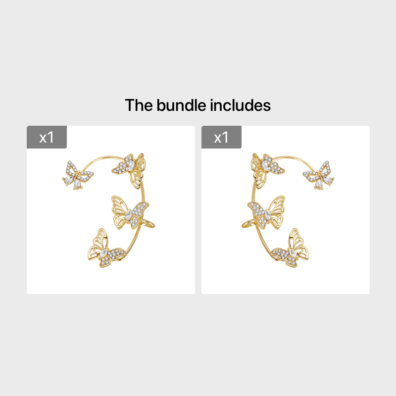 Women'S Elegant Butterfly Ear Cuffs - No - Piercing Ear Hooks, Synthetic Gemstone Accents, Everyday & Formal Jewelry for Parties, Weddings, Everyday Outfits - Non - Piercing Ear Clips for Sensitive Light Beige, Party Accessories, - Christ Gift Store