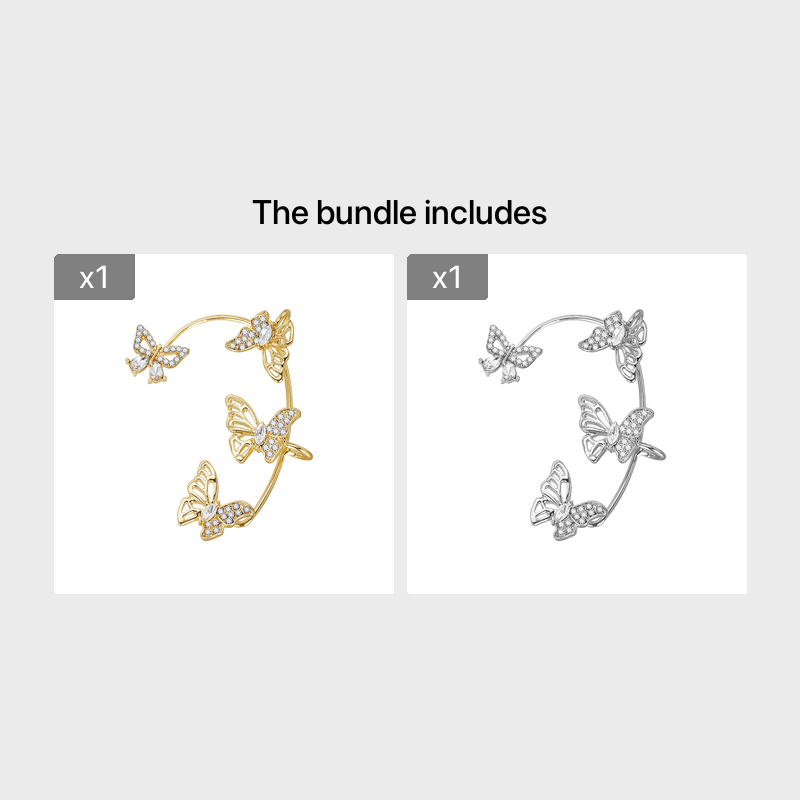 Women'S Elegant Butterfly Ear Cuffs - No - Piercing Ear Hooks, Synthetic Gemstone Accents, Everyday & Formal Jewelry for Parties, Weddings, Everyday Outfits - Non - Piercing Ear Clips for Sensitive Light Beige, Party Accessories, - Christ Gift Store