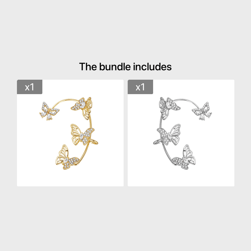 Women'S Elegant Butterfly Ear Cuffs - No - Piercing Ear Hooks, Synthetic Gemstone Accents, Everyday & Formal Jewelry for Parties, Weddings, Everyday Outfits - Non - Piercing Ear Clips for Sensitive Light Beige, Party Accessories, - Christ Gift Store