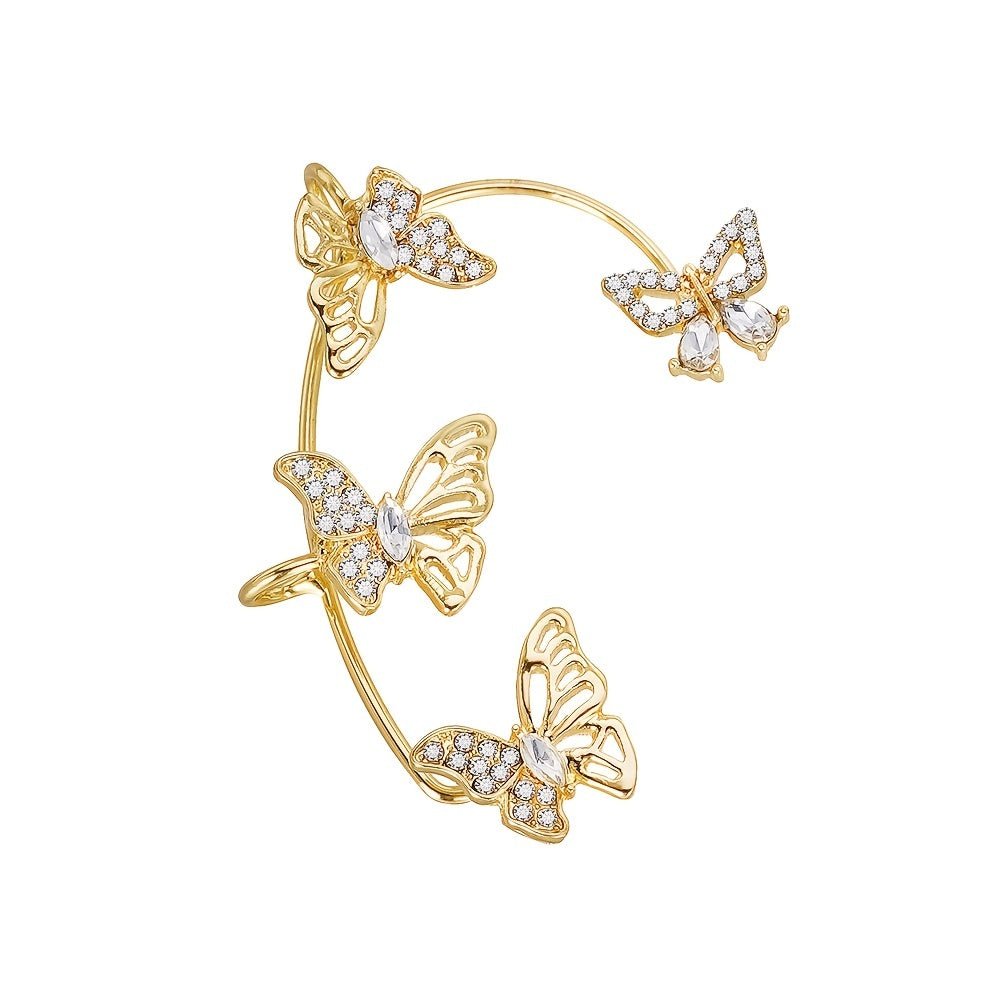 Women'S Elegant Butterfly Ear Cuffs - No - Piercing Ear Hooks, Synthetic Gemstone Accents, Everyday & Formal Jewelry for Parties, Weddings, Everyday Outfits - Non - Piercing Ear Clips for Sensitive Light Beige, Party Accessories, - Christ Gift Store